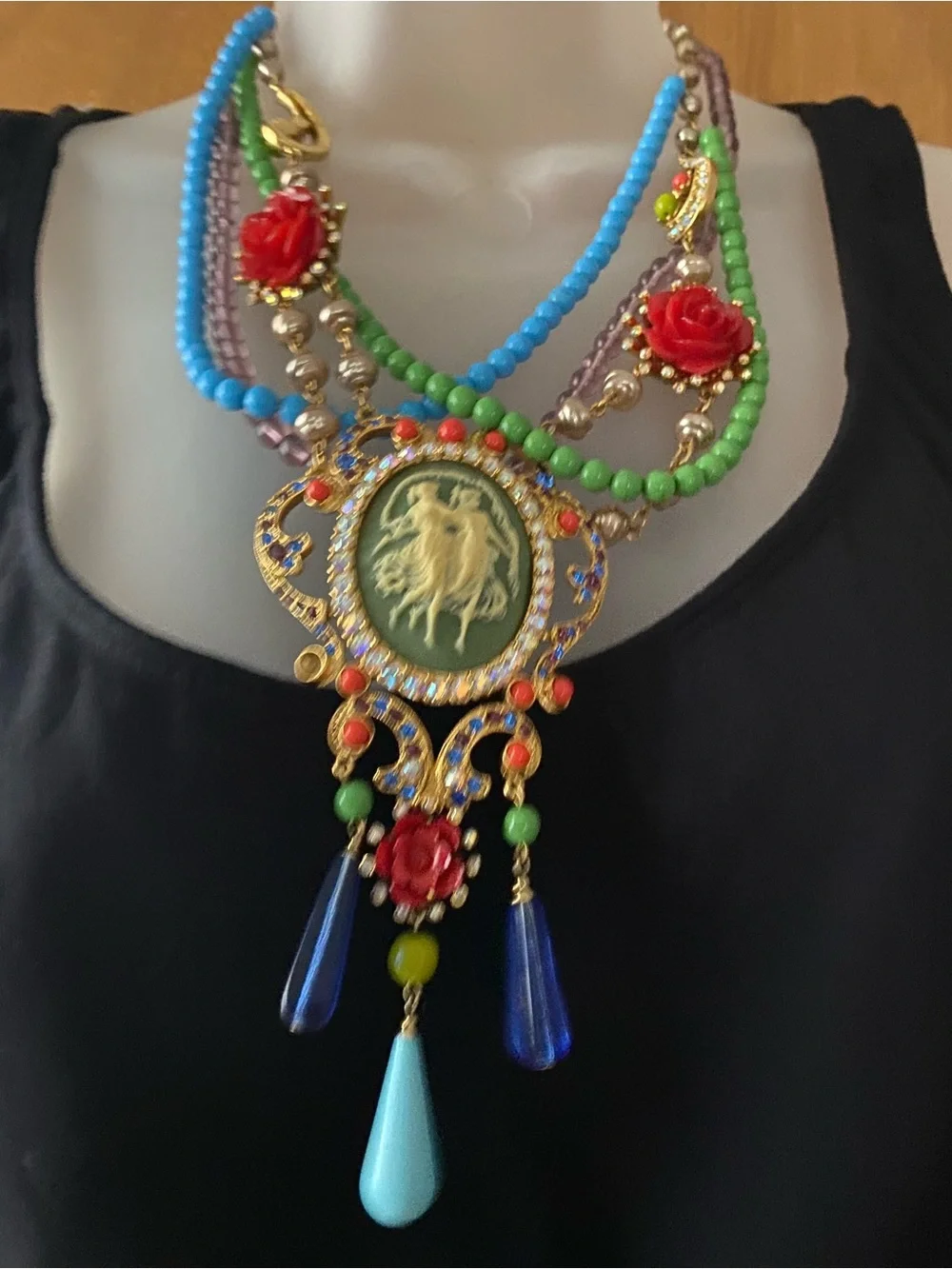 Multi-Color Statement Pendant Necklace - Women Jewelry